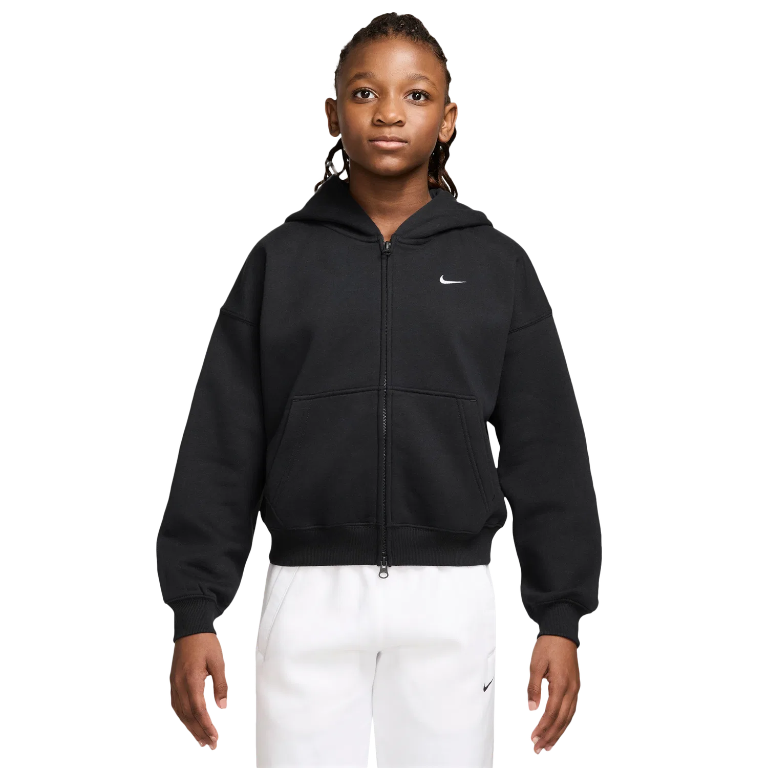 Детское худи для девочек с капюшоном Nike Studio Fleece Full-Zip, Black — фото 4