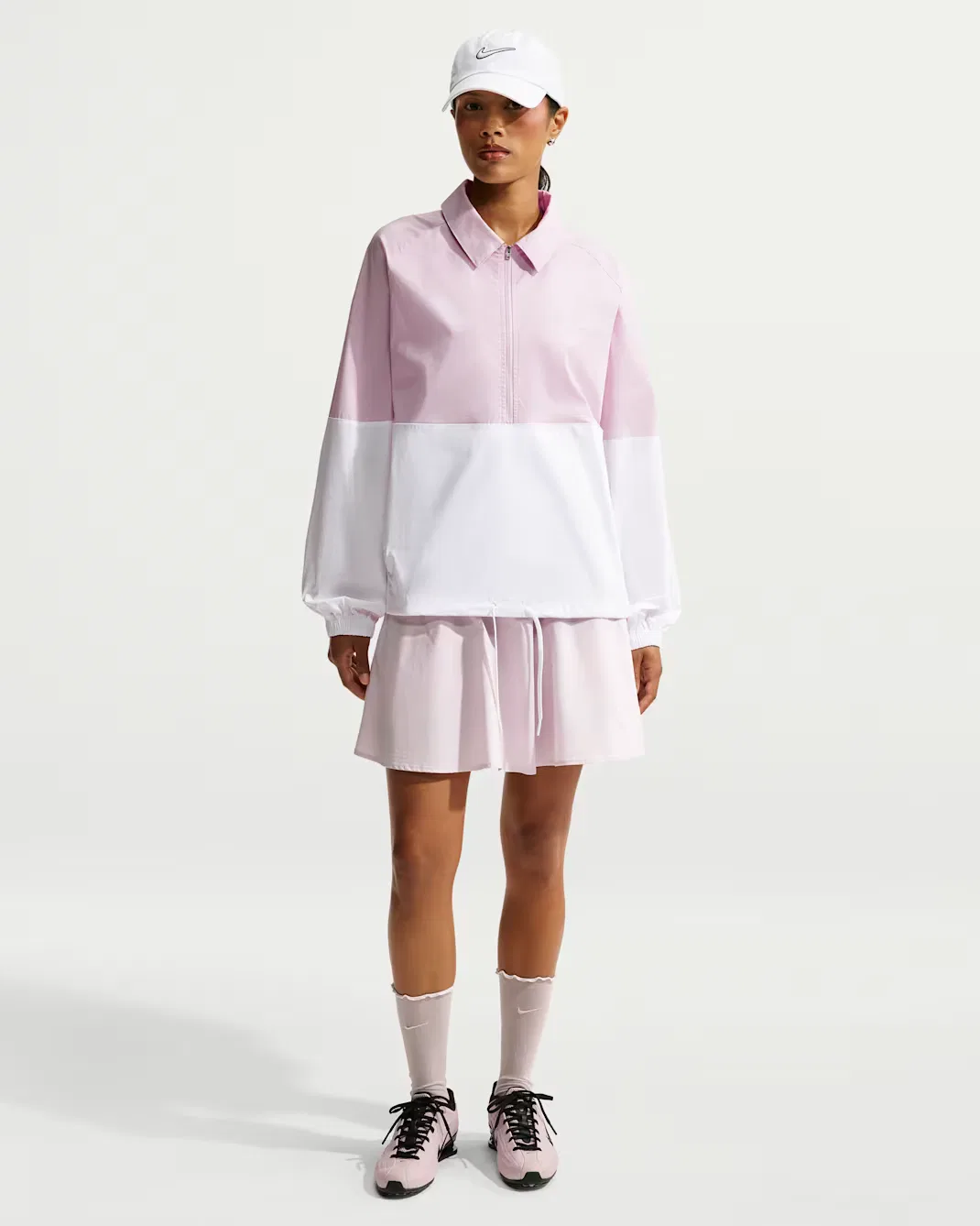 Женская объемная куртка из поплина на молнии до середины груди Nike Sportswear, Bleached Lilac/White/White — фото 4