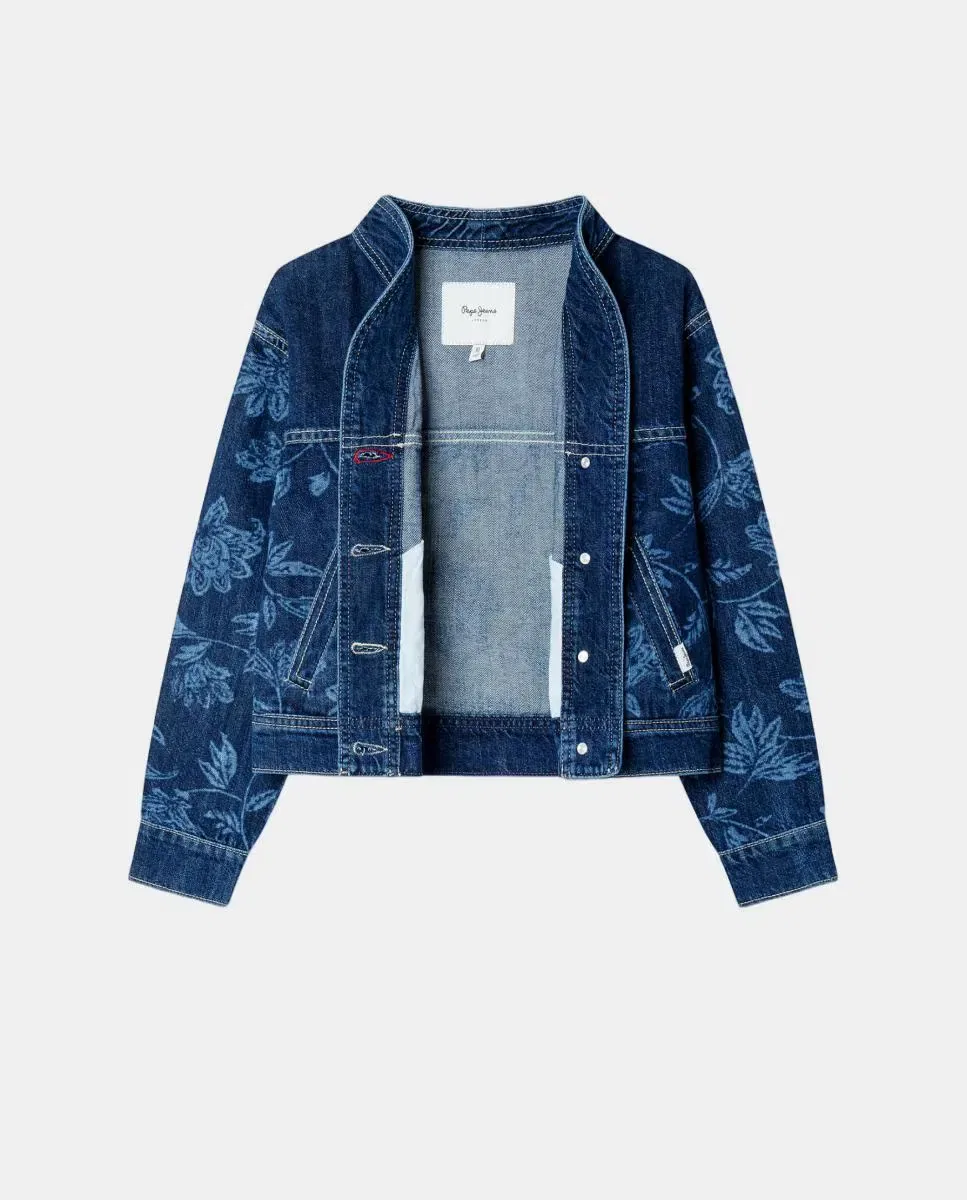 Детская куртка-кимоно для девочек с цветочным принтом Flora Pepe Jeans, Azul Índigo — фото 3