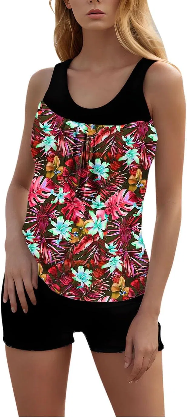 Женский танкини-комплект с контролем живота Tropical Hawaii Beachwear, Red — фото 2