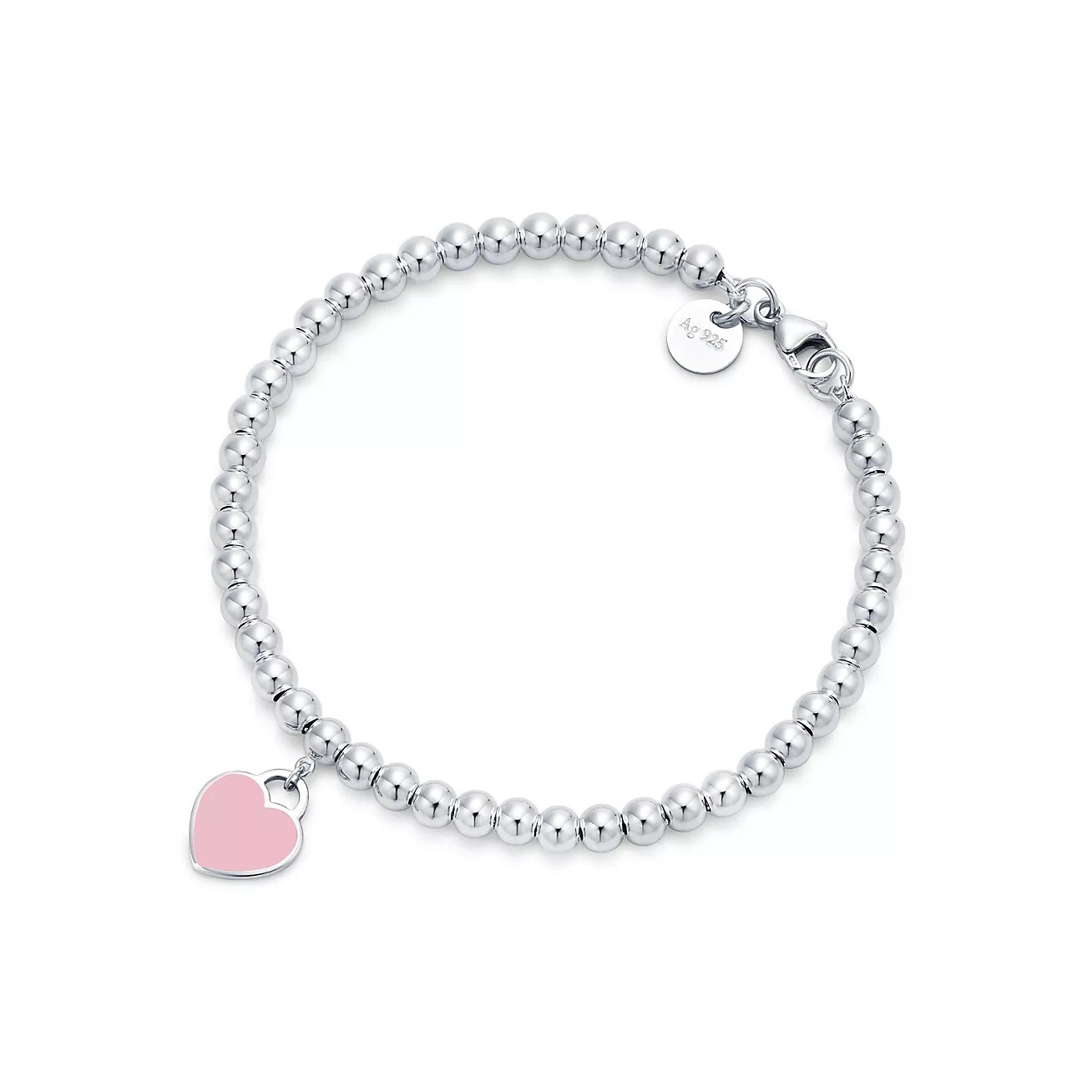 

Браслет Tiffany & Co. Return to Tiffany Pink Heart Tag Bead, серебро