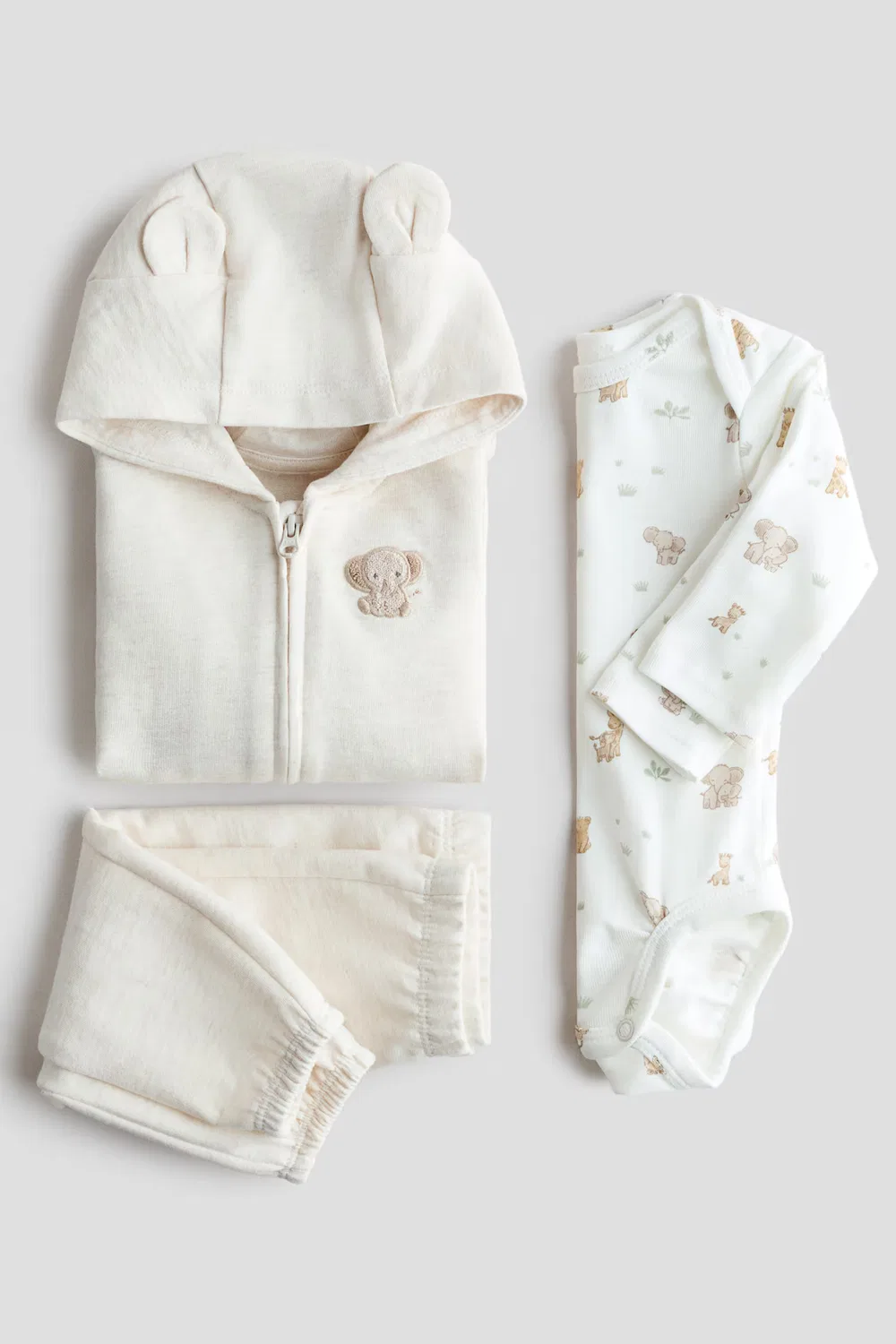 Хлопковый комплект из 3 предметов H&M, Hellbeige/Tiere