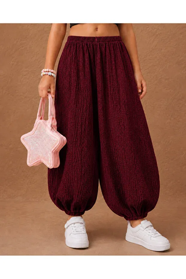 Детские брюки для девочек гофрированные Haha, Burgundy