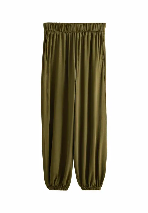 Брюки из лиоцелла, Regular fit, Slinky Jersey Balloon Leg Joggers, Next, Khaki Green, зеленый/хаки