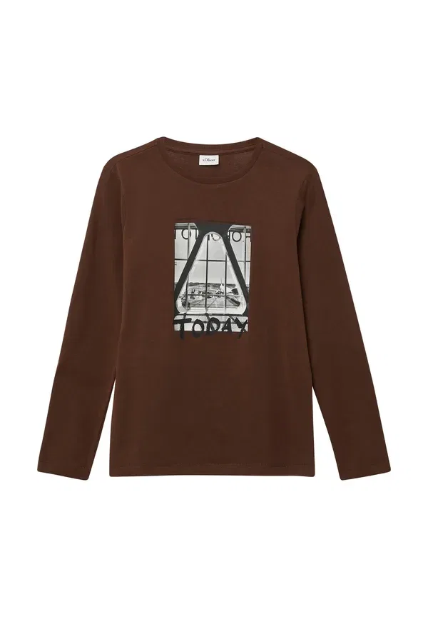 Лонгслив с принтом Long sleeved top S.Oliver, dunkelbraun, темно-коричневый — фото 3