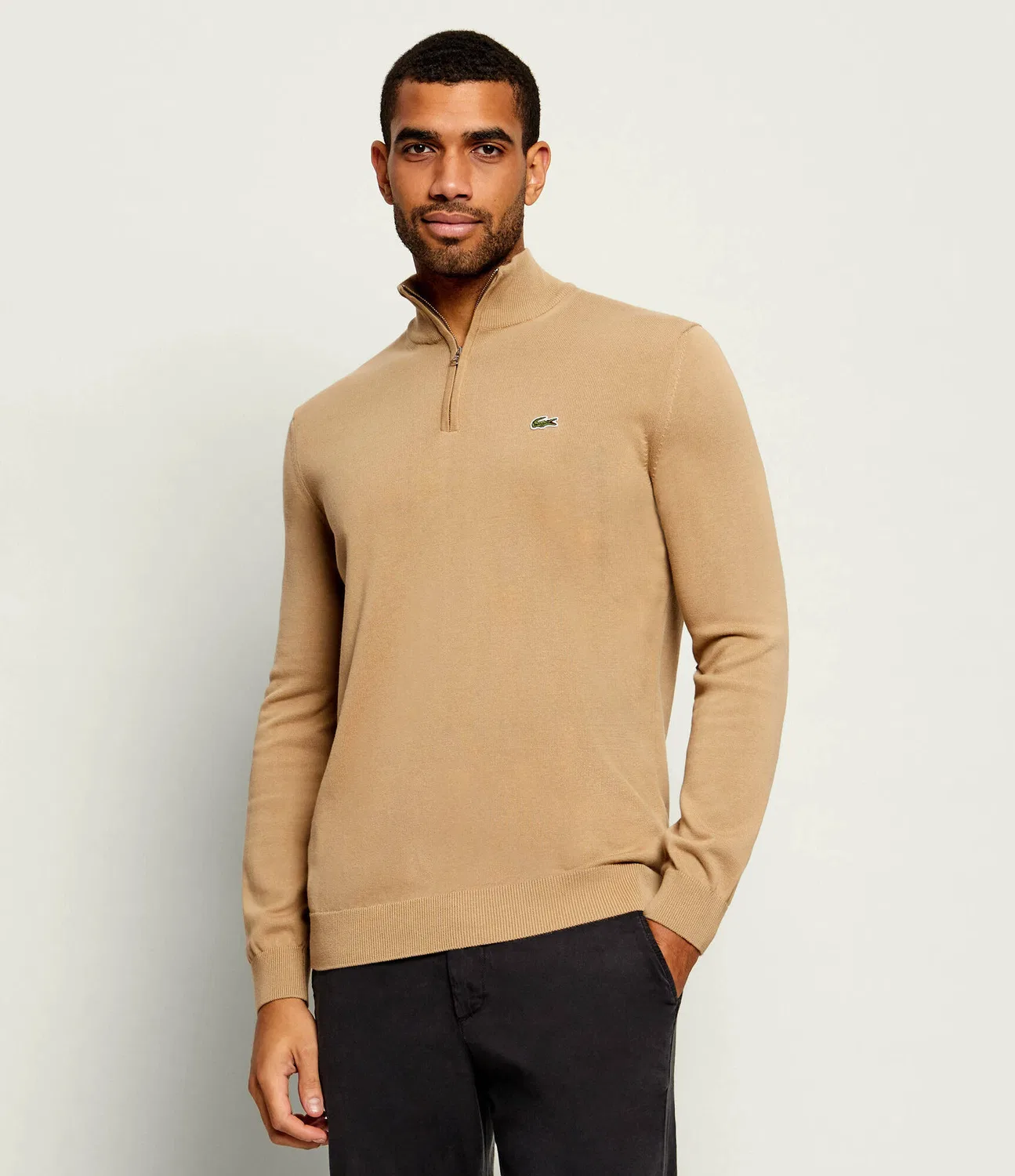 Свитер с молнией Lacoste, бежевый