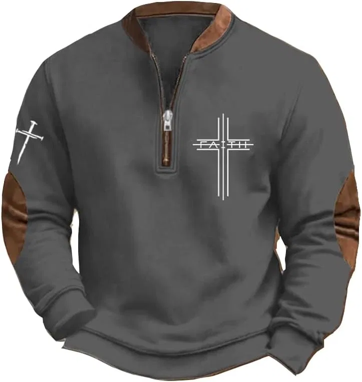 Мужская футболка с принтом креста Faith, Grey