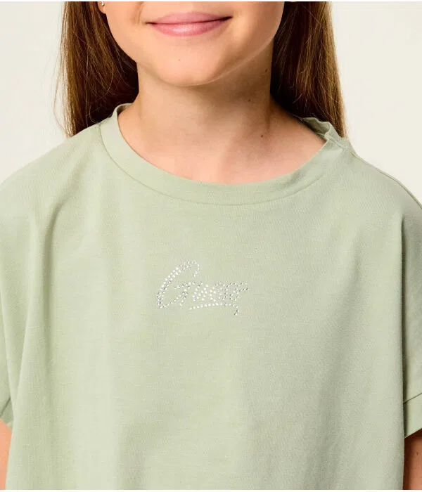 Детская футболка для девочек с укороченным кроем Guess, Pistacchio — фото 4