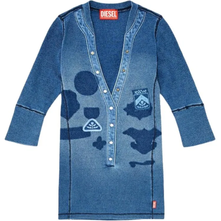 Женское трикотажное изделие с V-образным вырезом DIESEL, Blue — фото 3