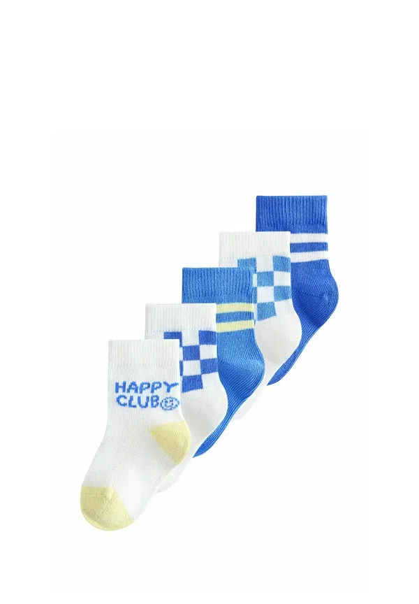 Носки 5 пар, полосатые, Socks 5 pack, Next, Blue/Ecru, синий/кремовый