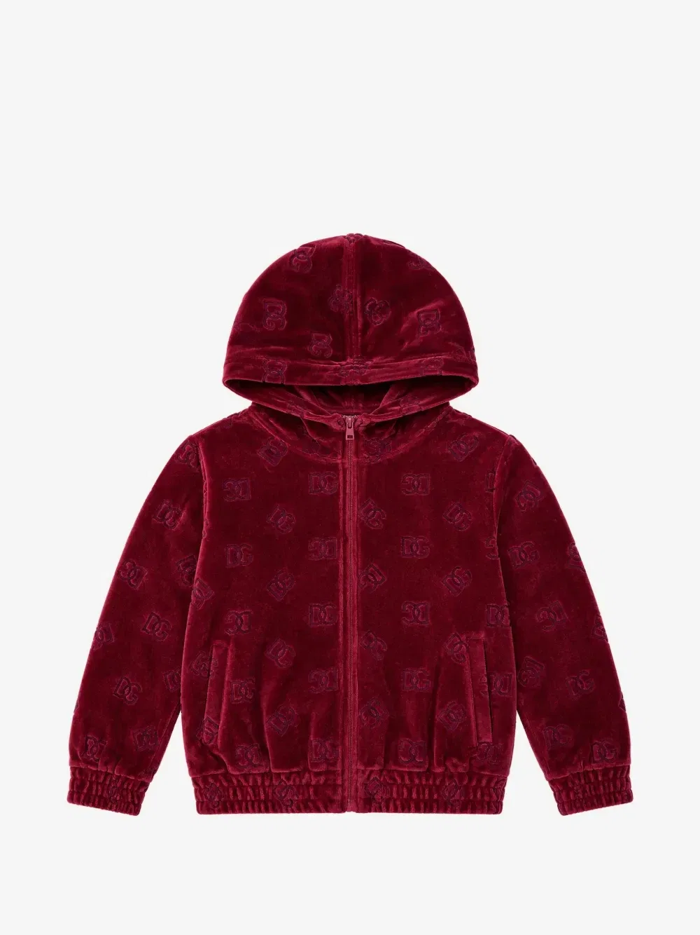 Бархатное худи с вышитым логотипом Dolce & Gabbana Kids, красный