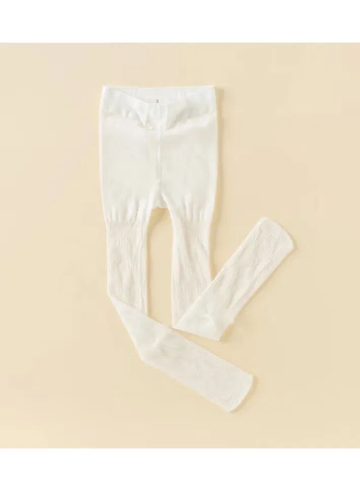 Колготки с ажурным узором Vine tights с бантом Dave & Bella, белый — фото 4