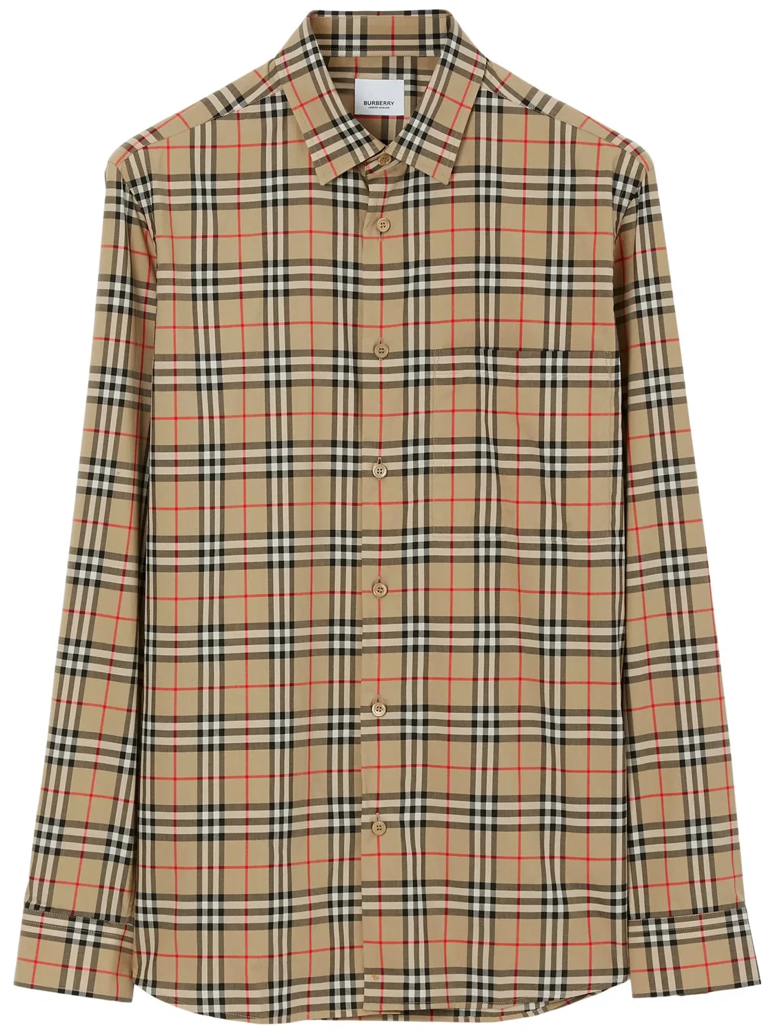 Хлопковая рубашка в винтажную клетку Burberry, бежевый