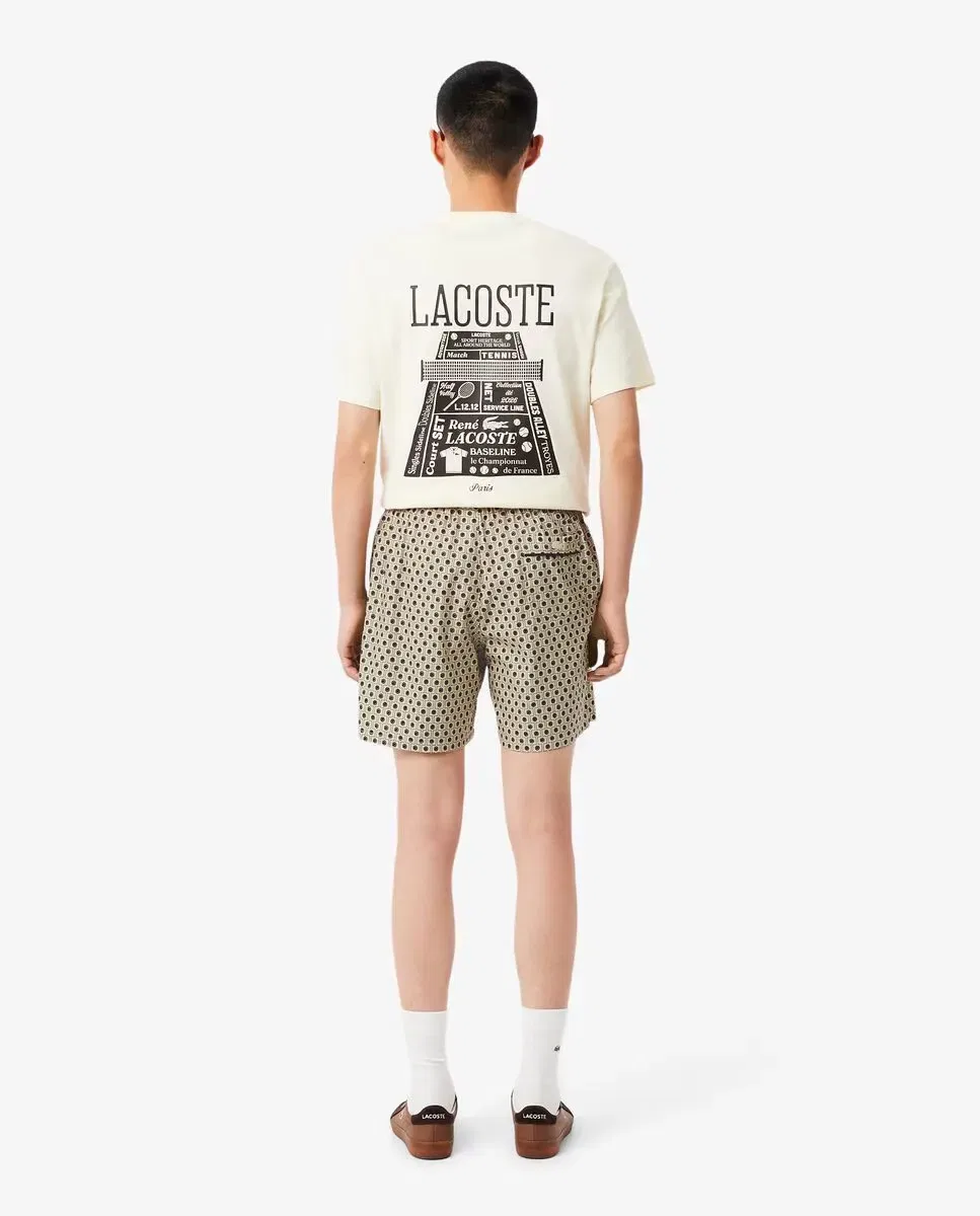 Мужские шорты из хлопковой смеси с принтом Lacoste, Beige — фото 2