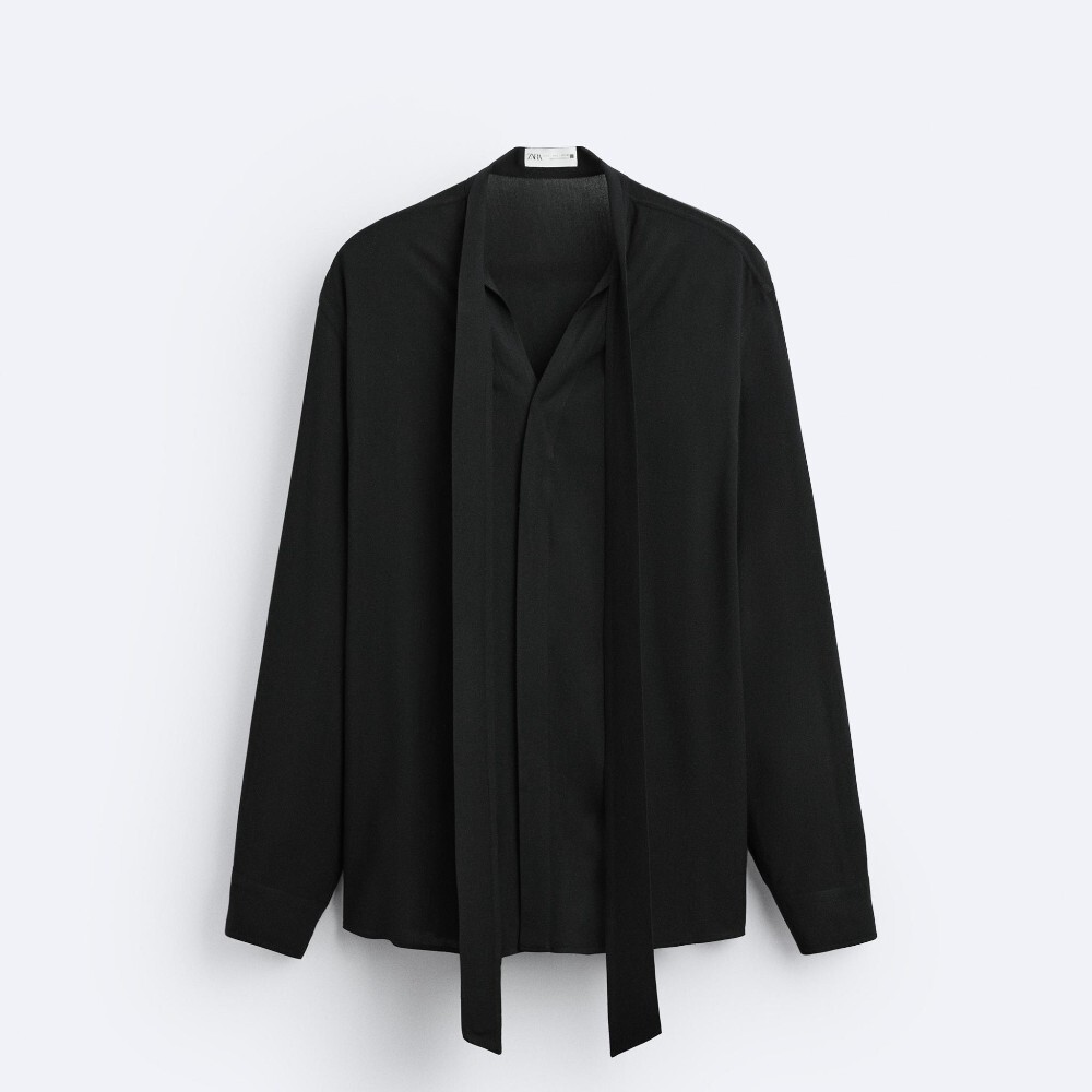 

Рубашка Zara Viscose Bow, черный