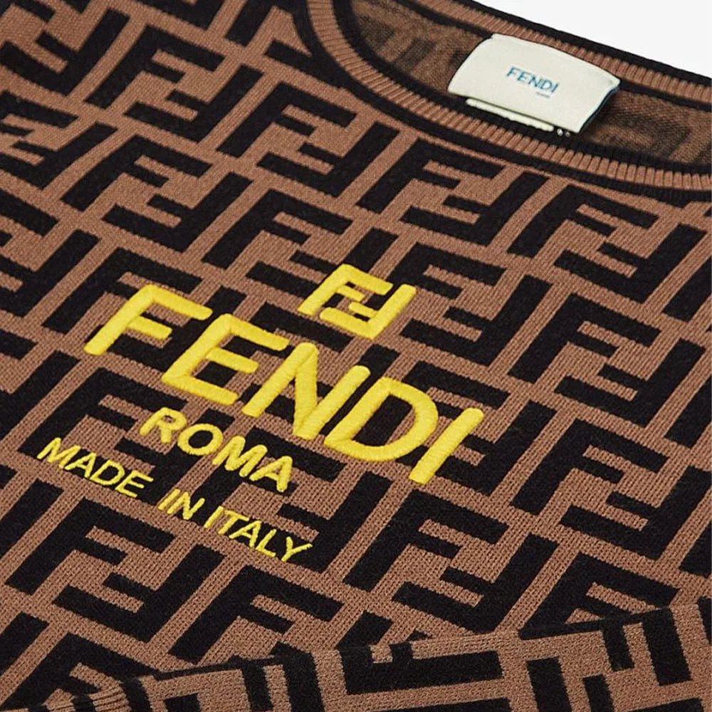 Детский свитер с круглым вырезом FENDI, Brown — фото 4