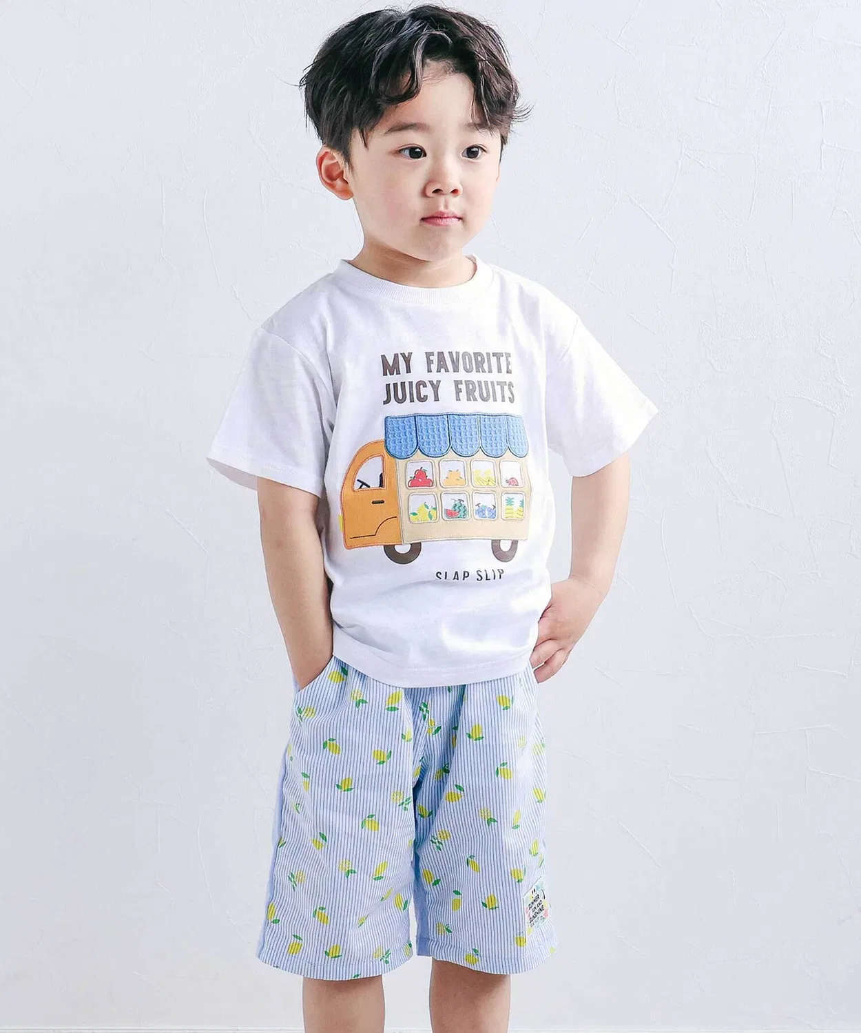 Детские шорты для мальчиков с принтом, модель Stripes & Check SLAP SLIP, Blue — фото 4
