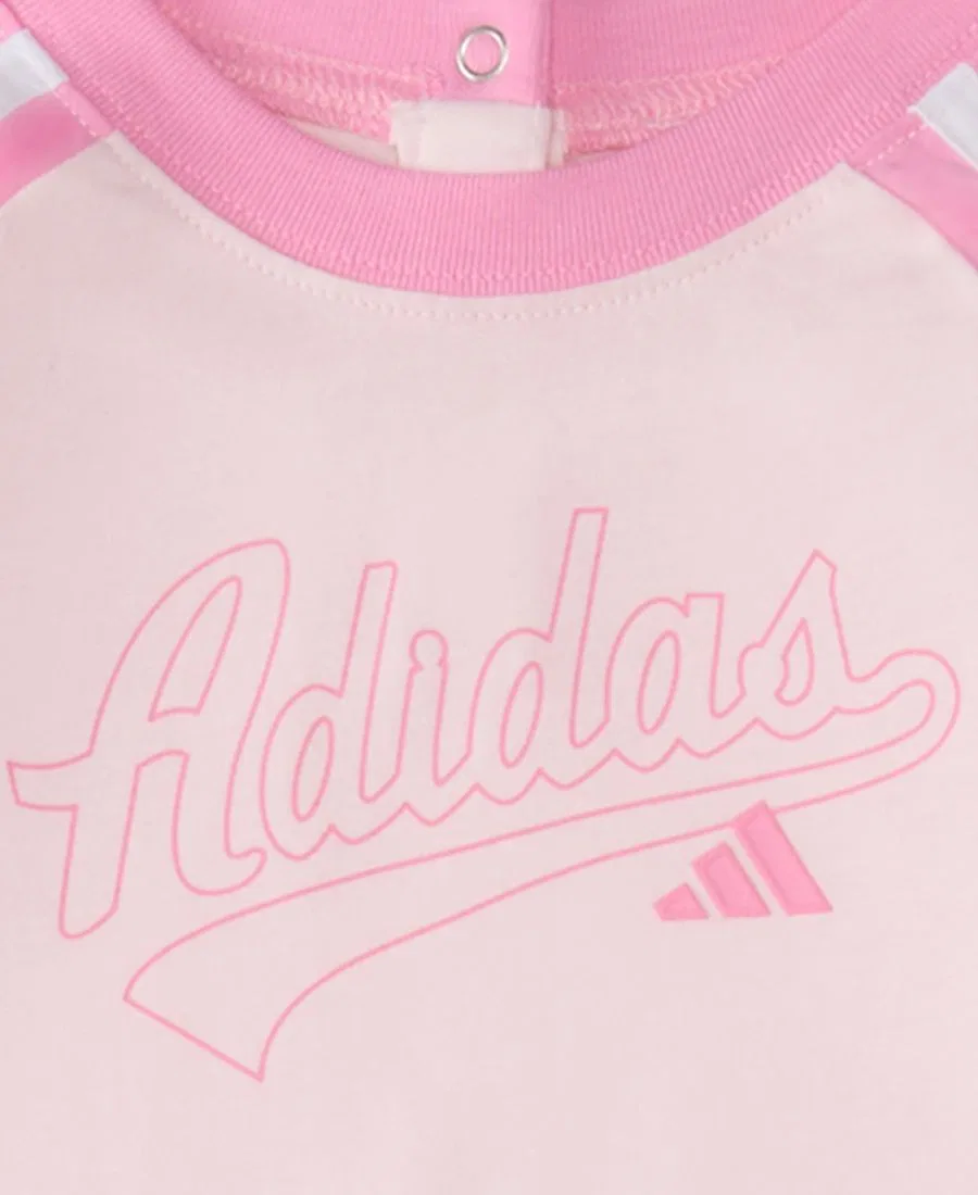 Детский комбинезон с длинным рукавом, с полосками adidas, Light Pastel Pink — фото 3