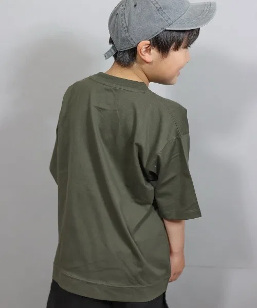 Детская футболка с контактной прохладой и контрастным карманом, модель Tシャツ, ikka, Olive — фото 4