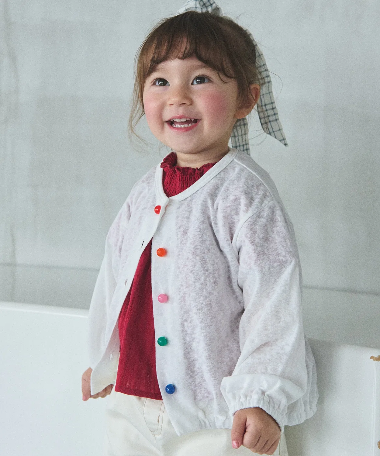 Детский кардиган с длинным рукавом модель Colorful Button UV, petit main, Sax Blue — фото 2