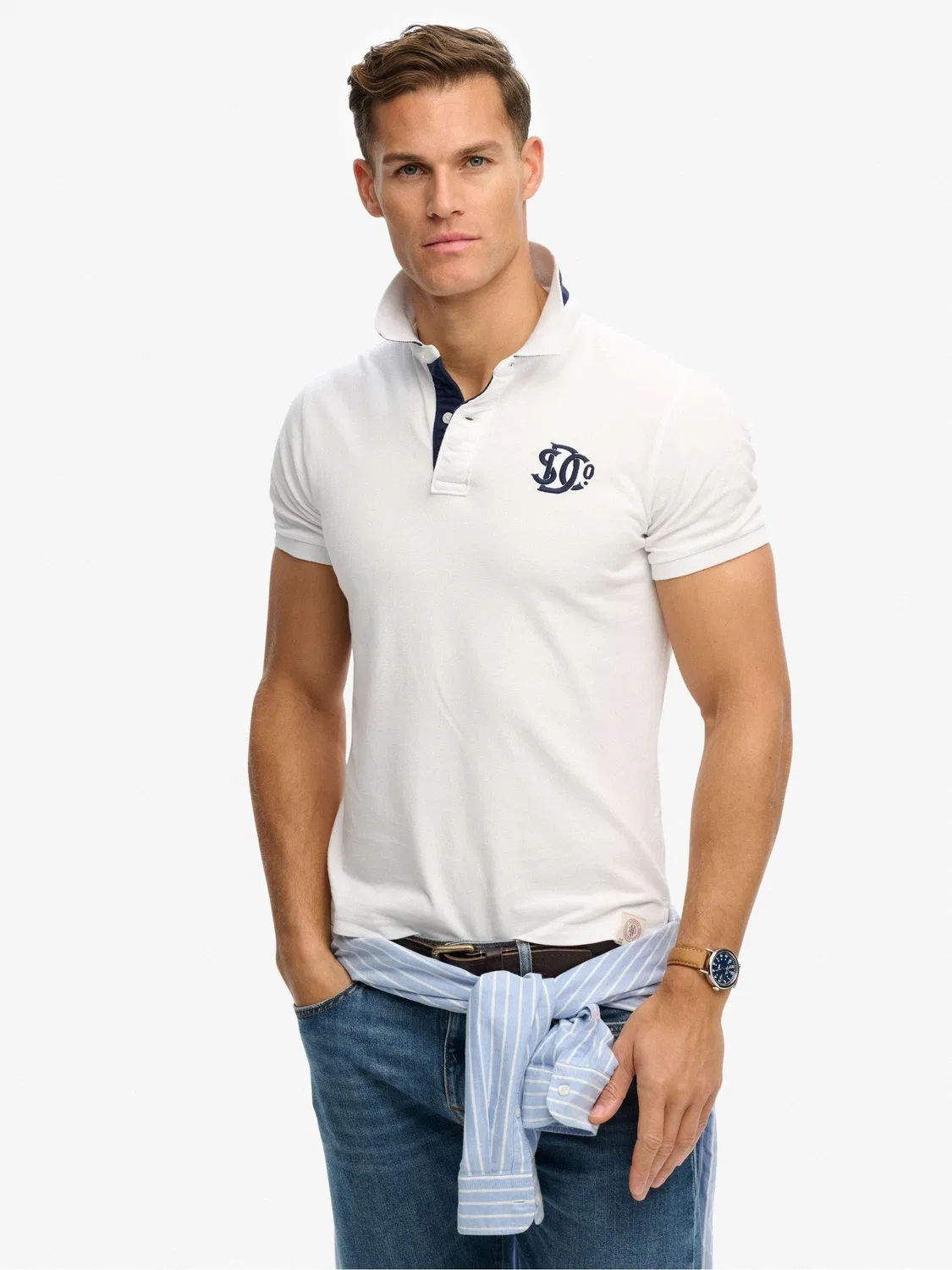 Поло Superdry Monogram, синее