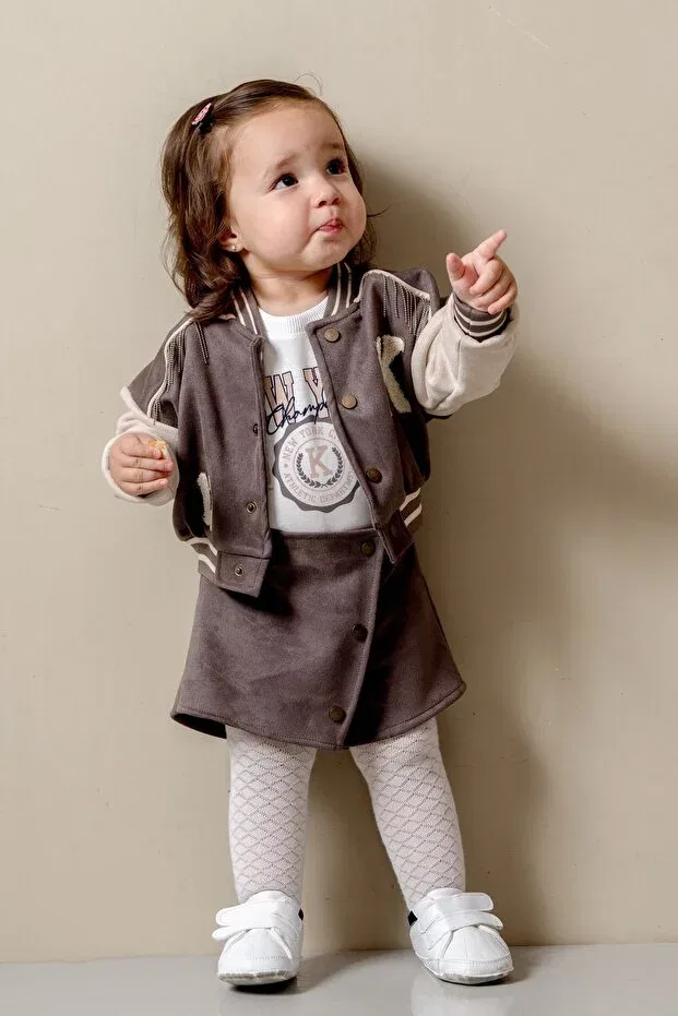 Детский комплект для девочек из замши Jnf Kids, Taupe