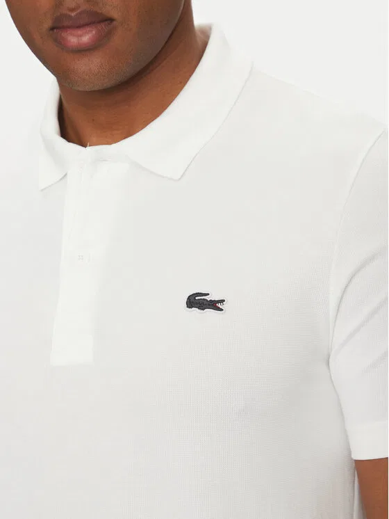 Поло Lacoste regular fit, мужское, однотонное, белый — фото 4