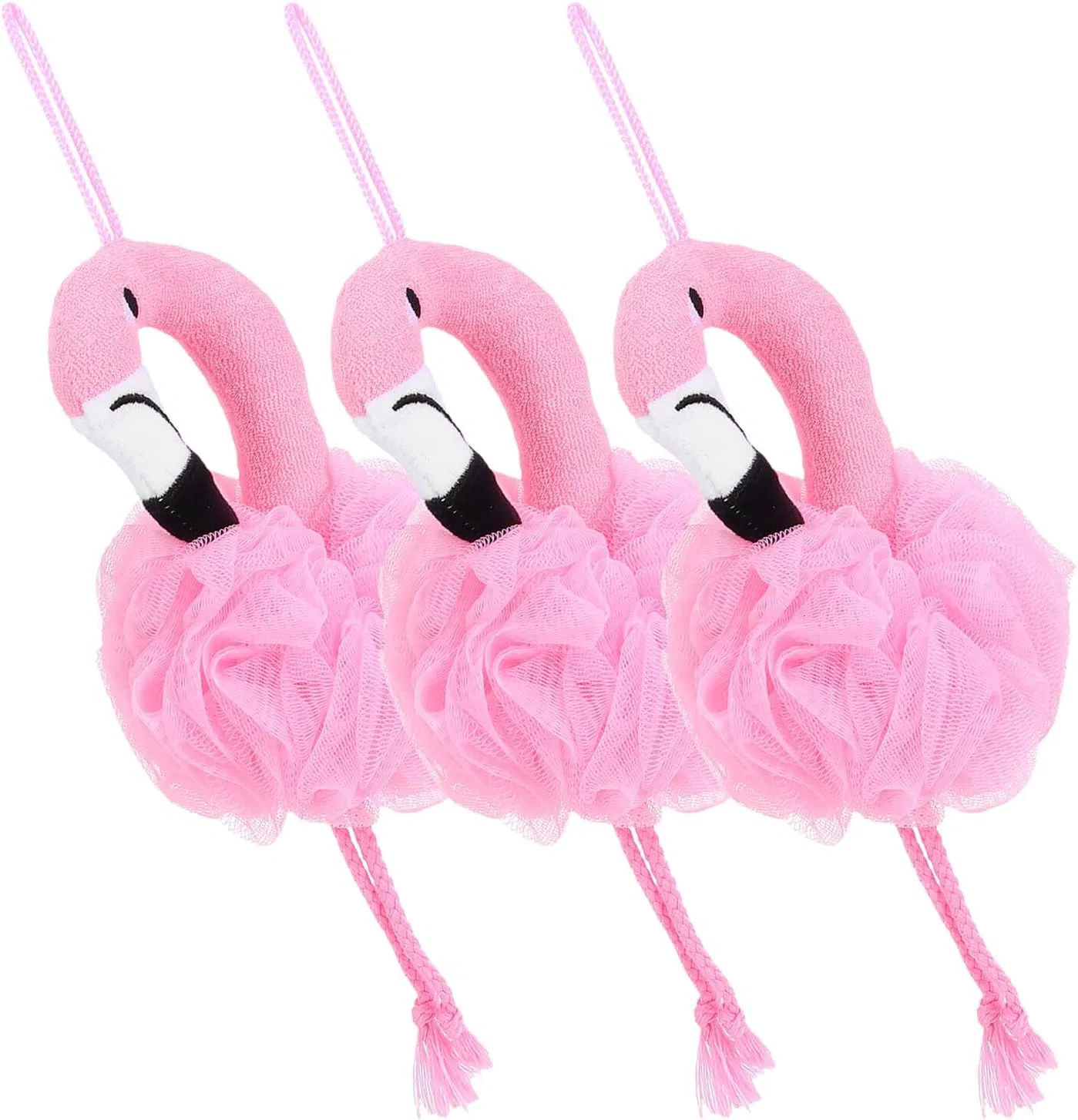 Набор мочалок для душа Flamingo, 3 шт, MUCKLILY, розовый