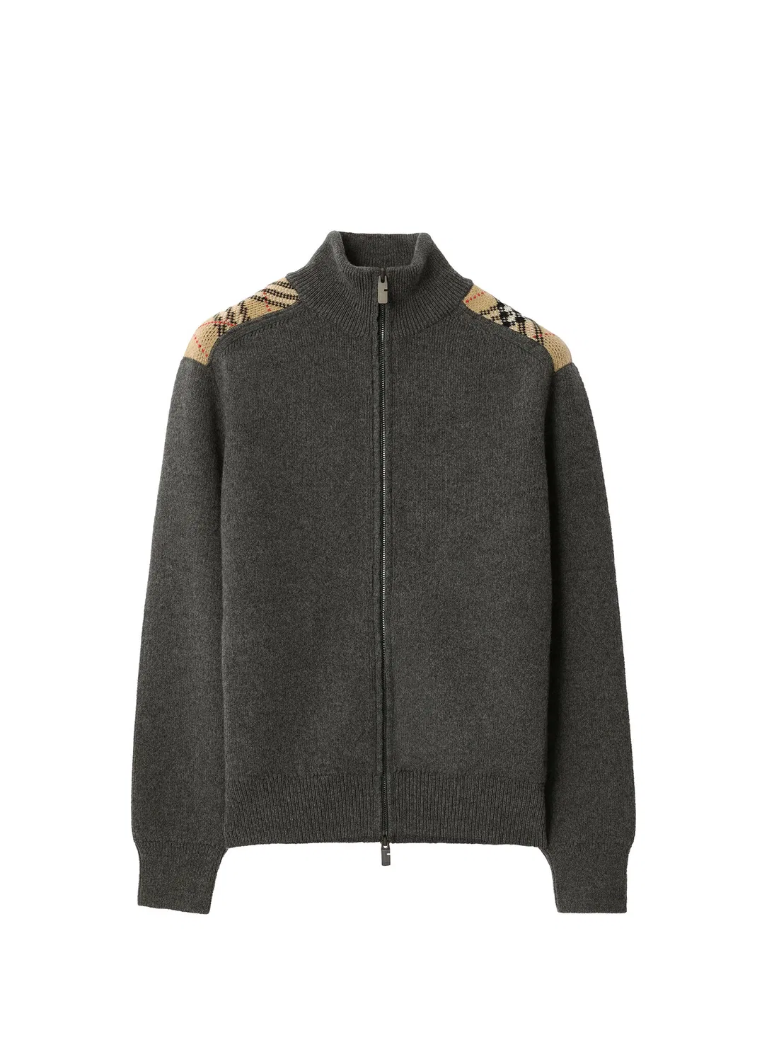 Кардиган Burberry Check Trim Wool Cashmere, серый