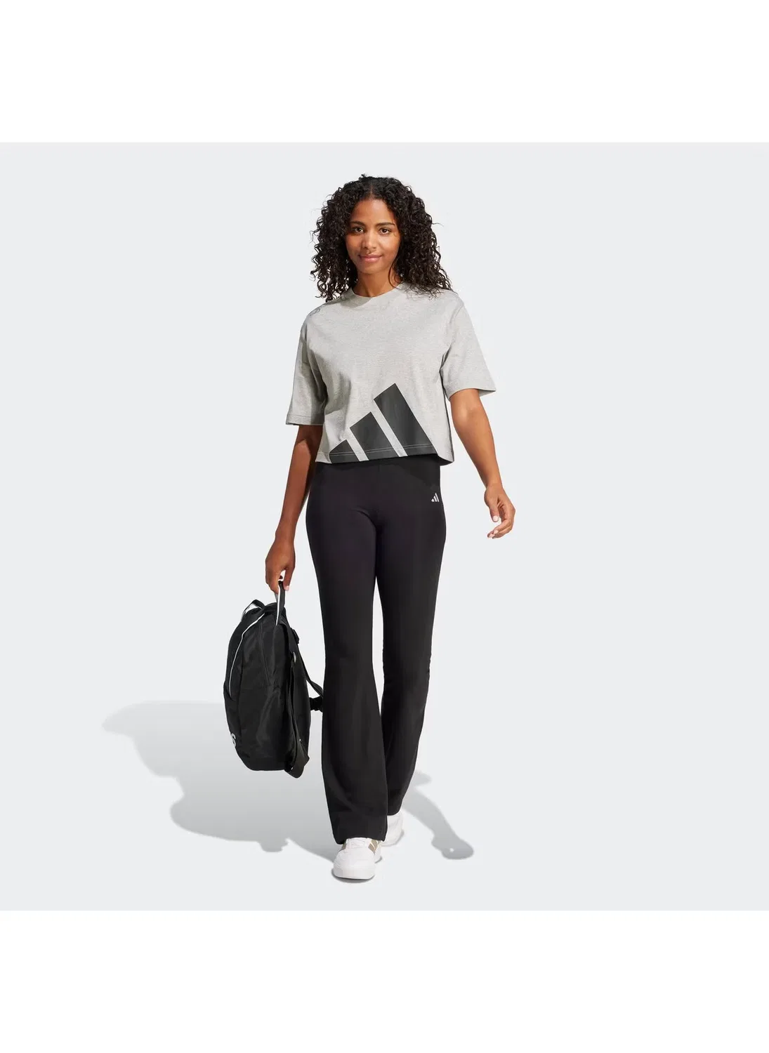 Футболка свободная с принтом Essentials big logo boyfriend Adidas, серый — фото 4