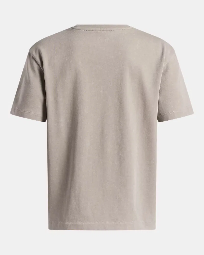 Футболка оверсайз для мальчиков с эффектом wash UA Heavyweight Wash UnderArmour, Timberwolf Taupe/White — фото 2