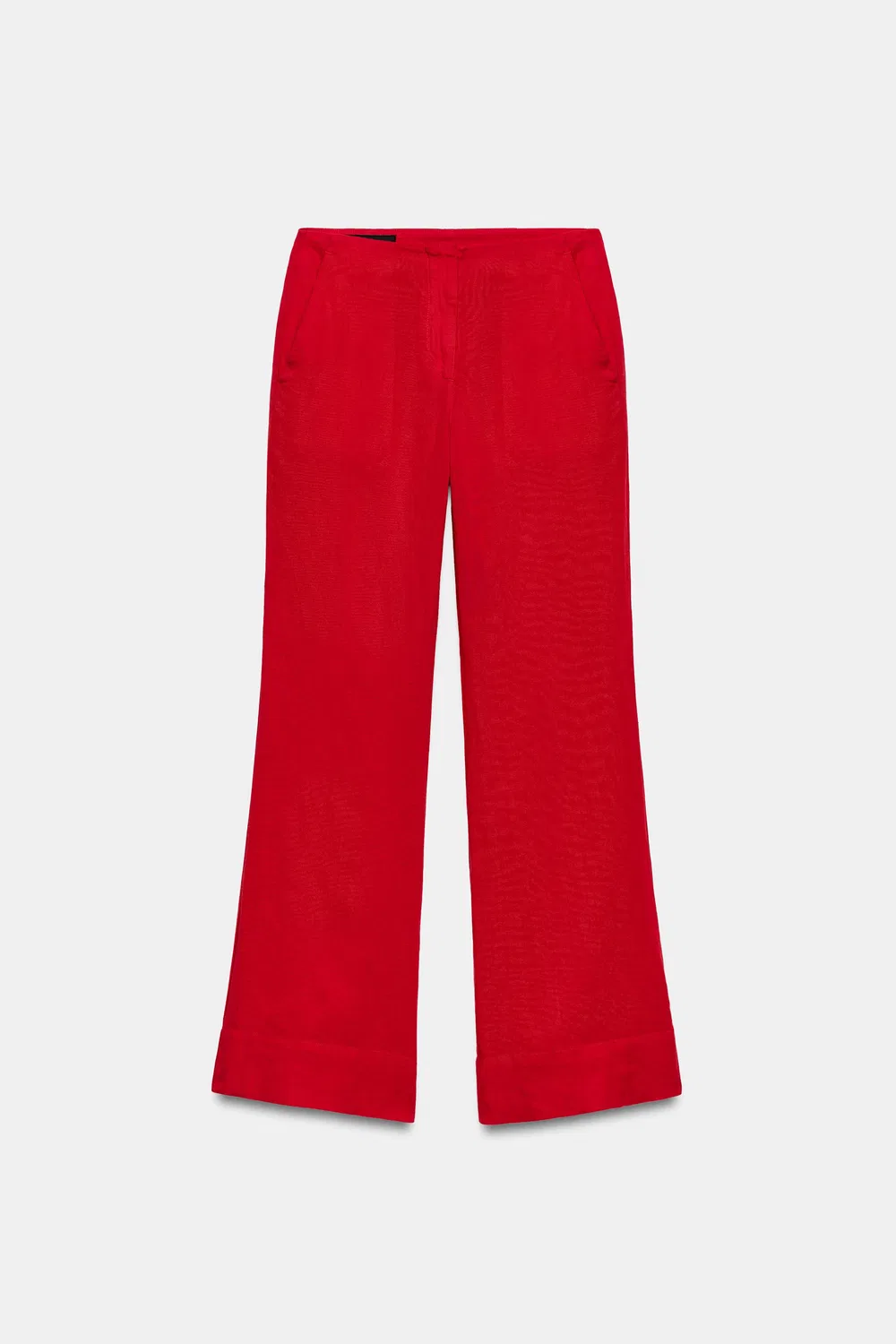 Прямые брюки из льняной смеси ZARA, Red — фото 4