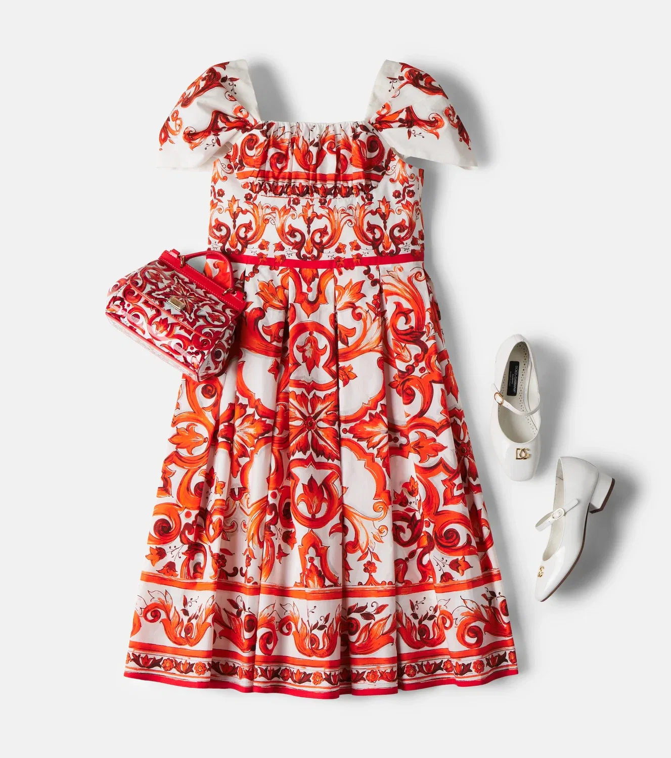 Платье хлопковое Dolce&Gabbana Kids, оранжевый — фото 2