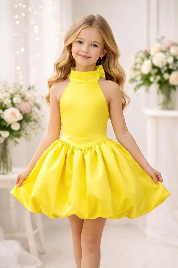 Детское платье для девочек без рукавов с принтом Balloon skirt Lunavella, Yellow