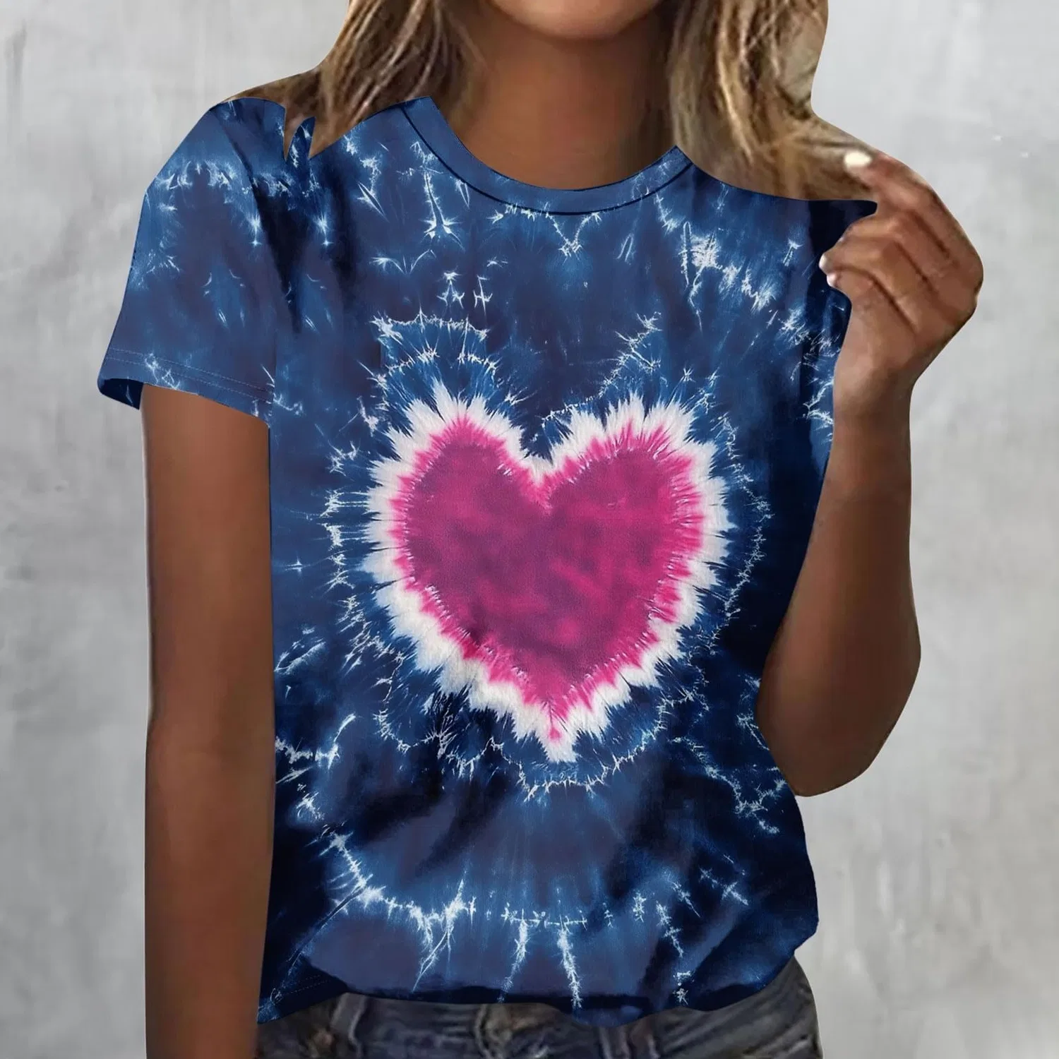Женская футболка с принтом tie dye с длинным рукавом, 1a-blu Scuro — фото 2