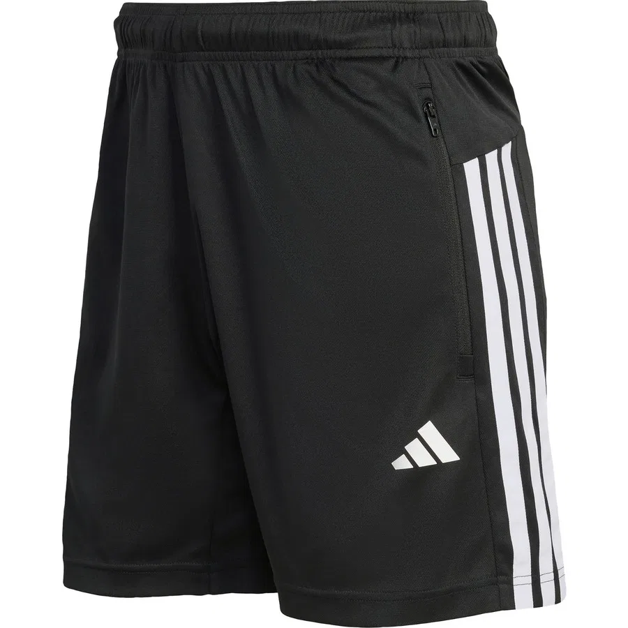 Шорты спортивные с принтом 3-полосной Workout Essentials Base 3-Stripes Pique adidas, Черно-белый — фото 3