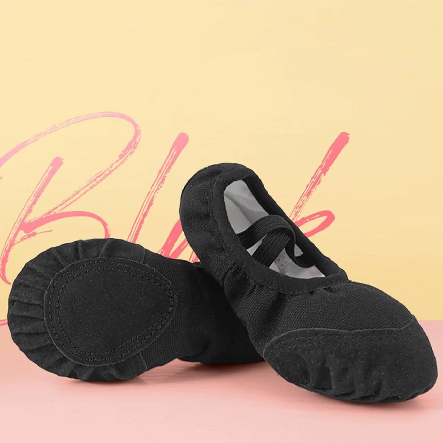 Детские балетки для девочек с принтом Canvas Ballet Shoes, Black — фото 2
