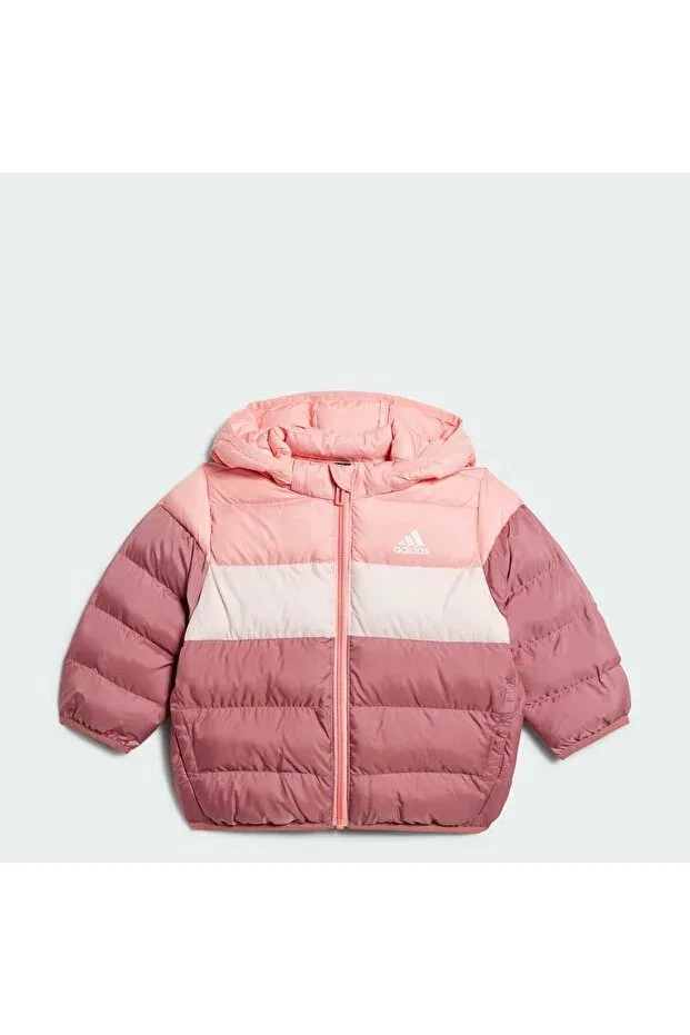 Детская зимняя куртка с капюшоном Adidas, Semi Pink Spark / Sandy Pink — фото 2