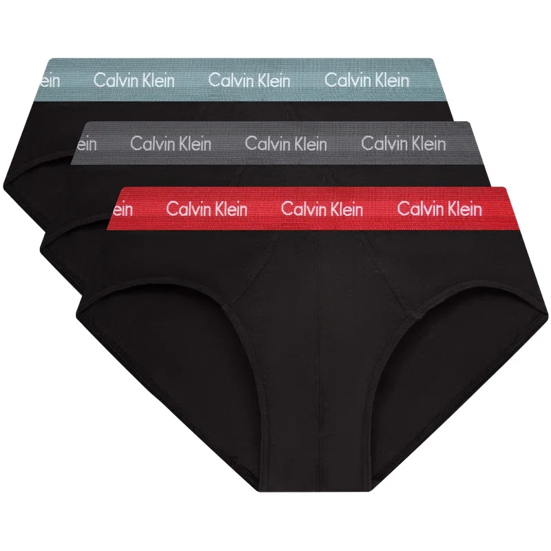 Мужской комплект трусов 3 шт Calvin Klein, VXQ-Black Base Pink Waistband/Black Sole Light Blue Waistband/Black Sole Dark Blue Waistband — фото 3