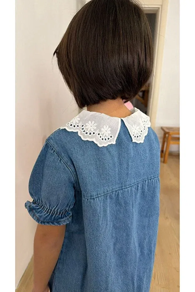 Детское платье для девочек с вышивкой Dundeekids, Blue — фото 3