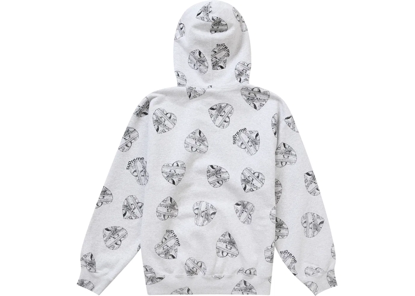 Мужской худи с принтом Supreme Love Cash Hooded Ash Grey Supreme, Ash Grey — фото 2