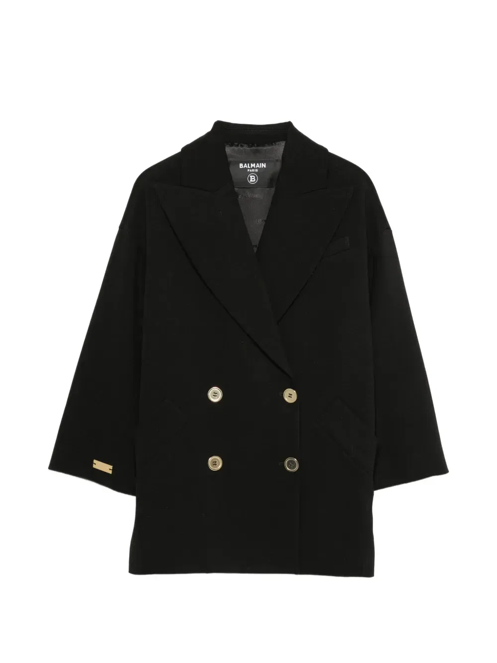 Двубортная куртка с логотипом Balmain Kids, черный