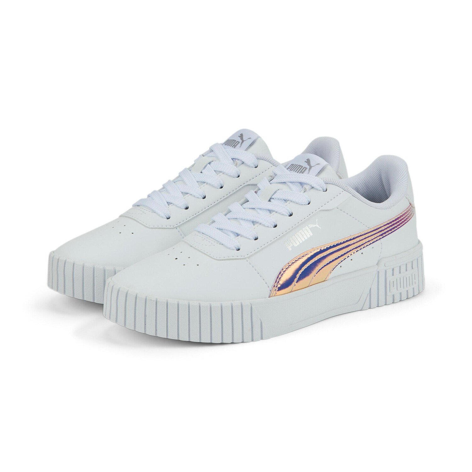 

Кеды для девочек Puma Carina 2.0 Holo, белый/белый/серебристый