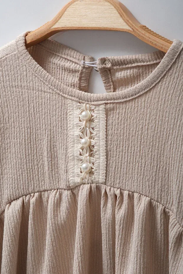Детское платье для девочек хлопковое Womi Kids, Beige — фото 4