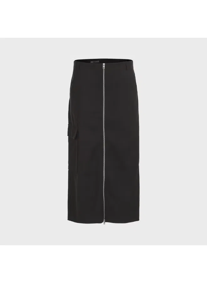 Юбка-миди прямая для делового стиля, Zara, черный — фото 2