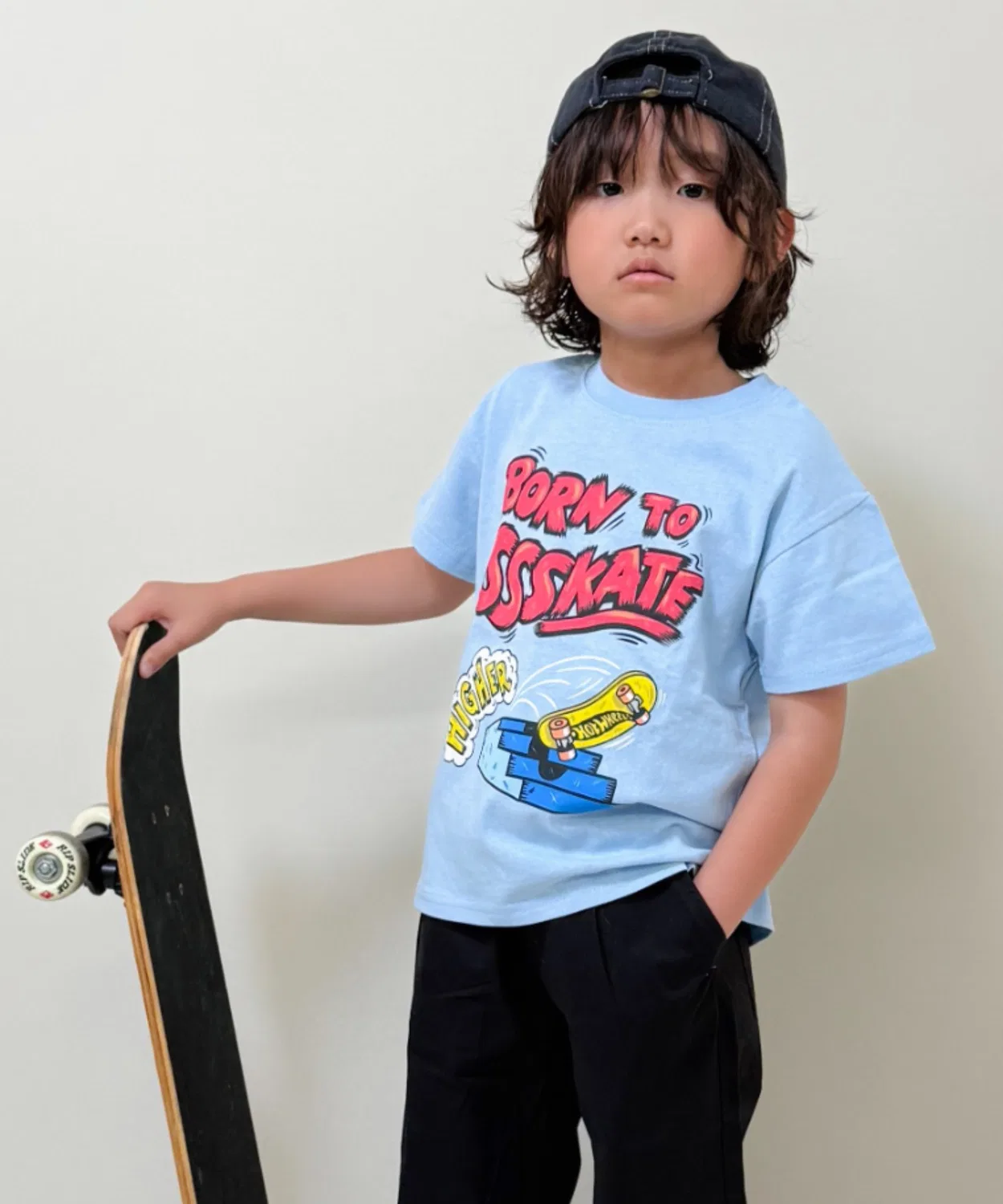 Детская футболка с принтом Hot Wheels Skater Blue Crescent, Синий