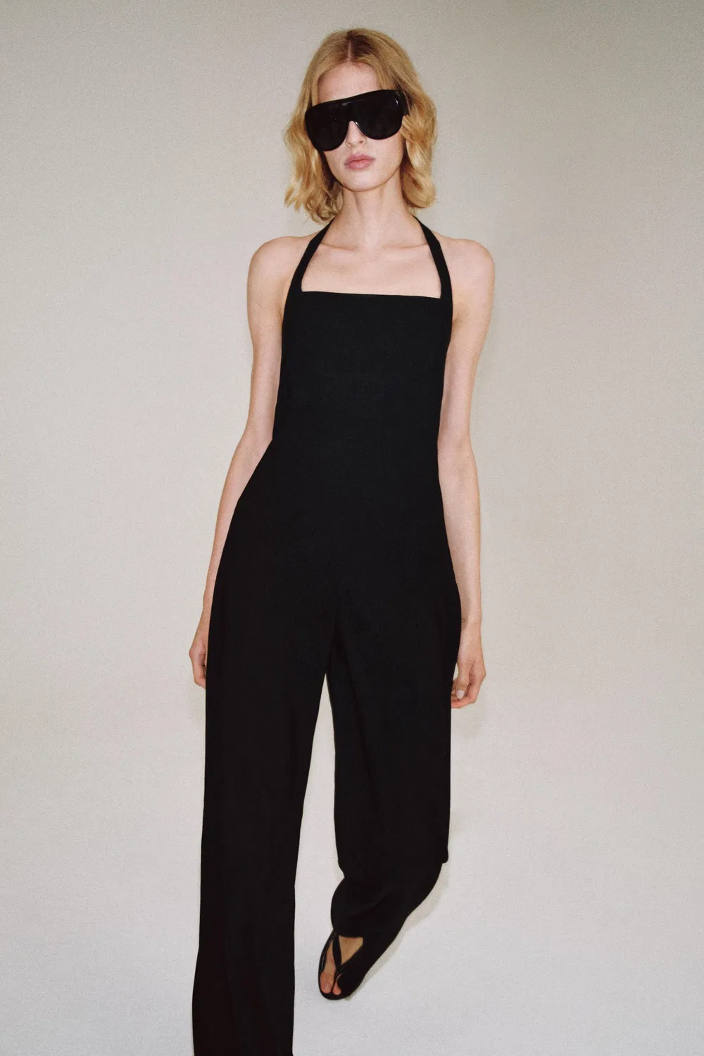 Комбинезон с завязками на шее из коллекции ZW ZARA, Black — фото 4