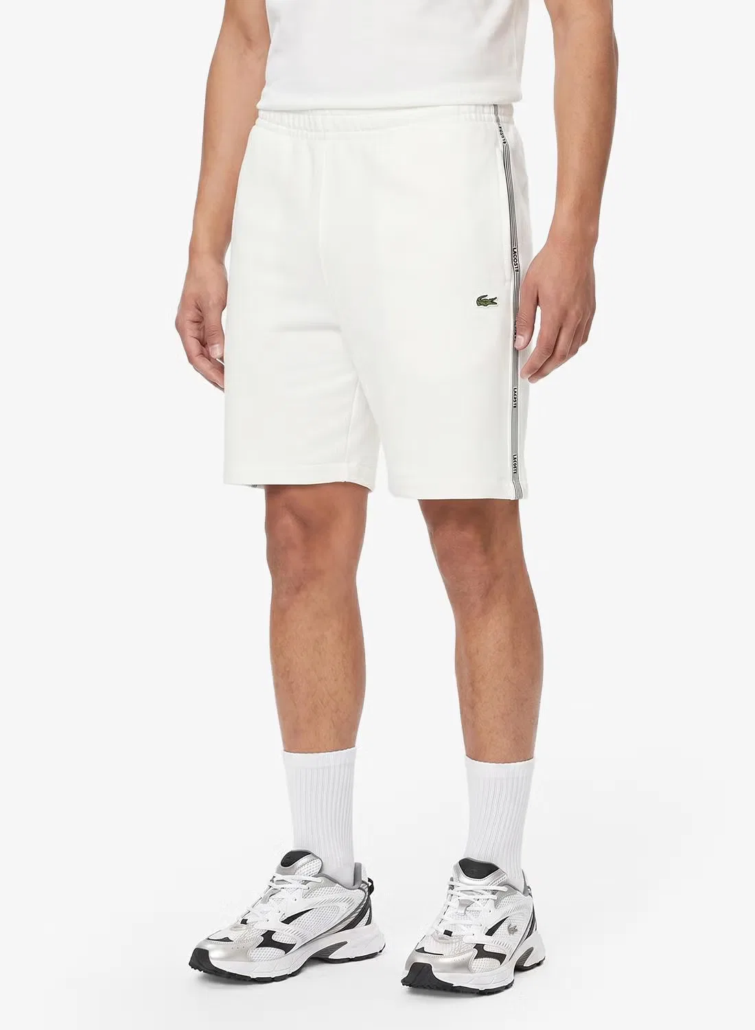 Шорты из флиса с полосатым поясом, Lacoste, мука