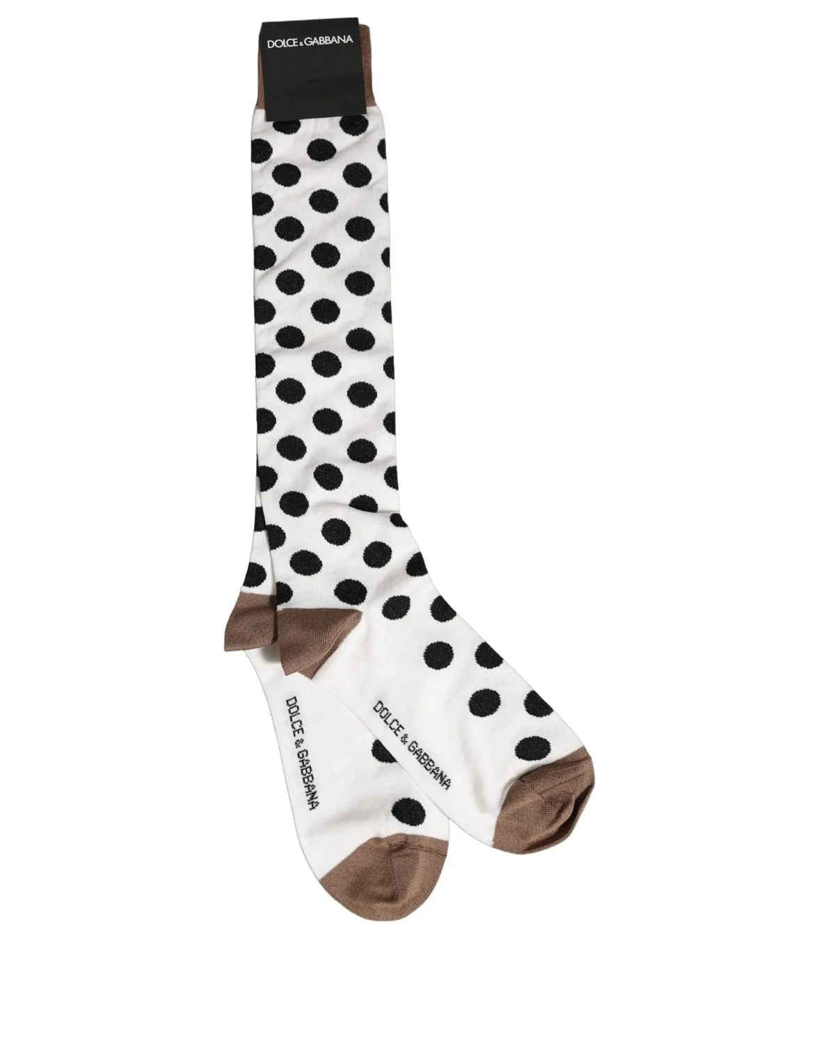 Мужские носки с узором в горошек до колена White Polka Dot Over The Calf Dolce & Gabbana, White — фото 4