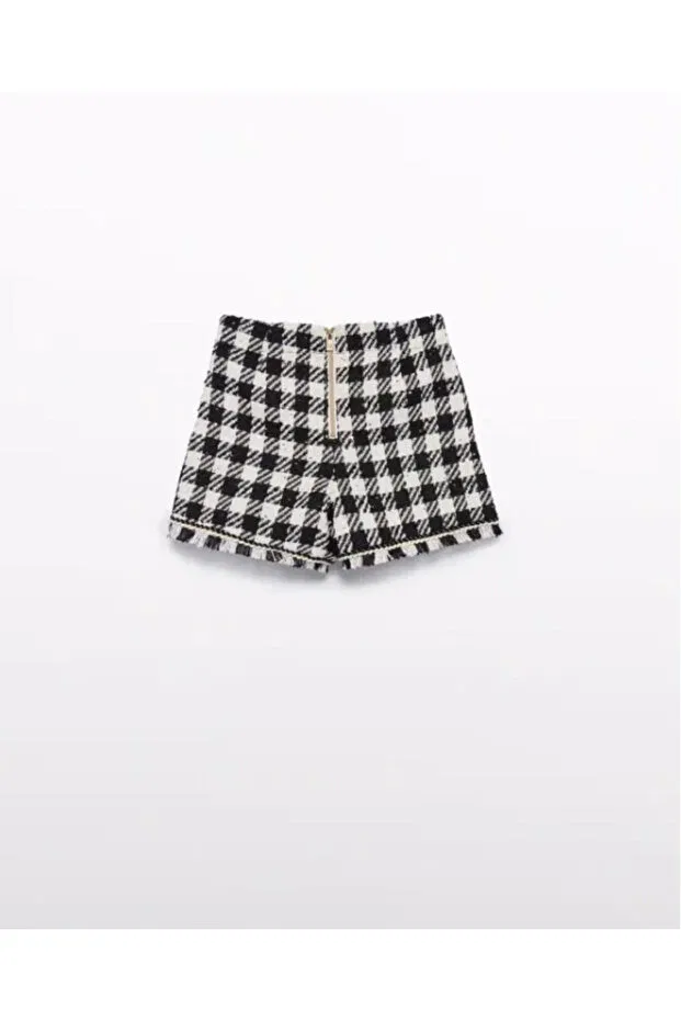 Детские шорты для девочек в клетку Basics Abel & Lula, Silver — фото 4